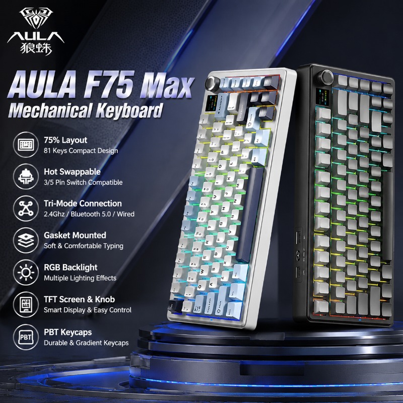 Gaming Keyboard Ergo - AULA F75 Max Mekanik Klavye %75