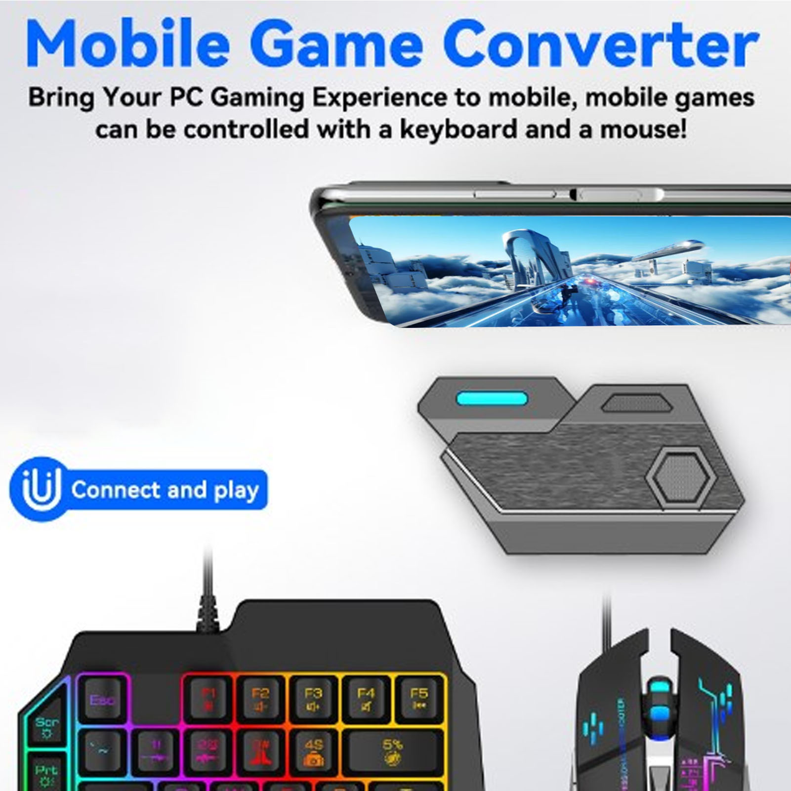 Gaming Keyboard Mouse Combo - Mobil Oyun Combo Paketi Bluetooth Bağlantılı
