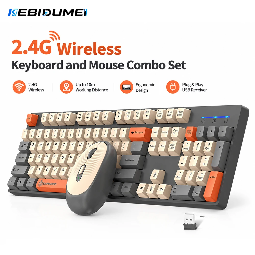 Gaming Keyboard Mouse Combo - KEBIDUMEI 2.4G Kablosuz Klavye ve Mouse